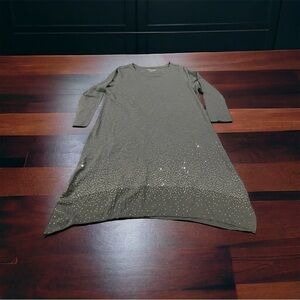 Soft Surroundings Stardust Shark Tail Grey 3/4 Sleeve Shirt Dress Sz PL Cotton